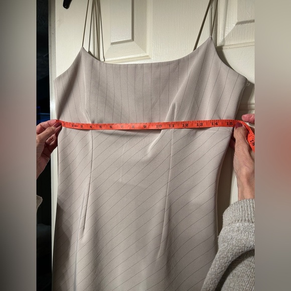 Grey Pinstripe Spaghetti Strap Dress Business - Picture 3 of 4